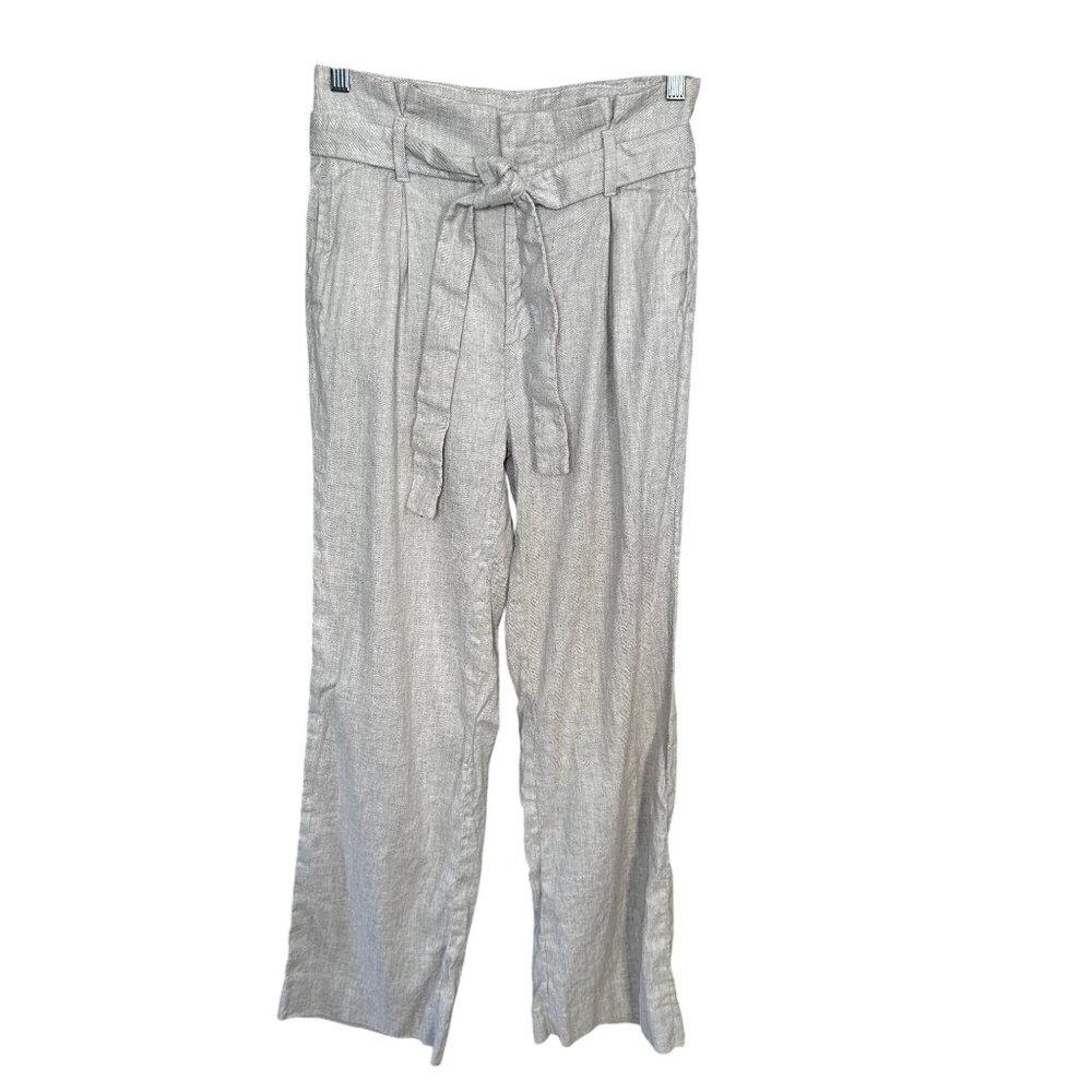 Banana Republic Pants Women's 4 Linen Paperbag Waist Wide Leg Trousers Belted